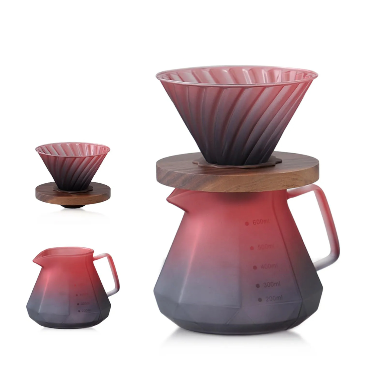 Drip, dzbanek Diamond Red - szklany zestaw