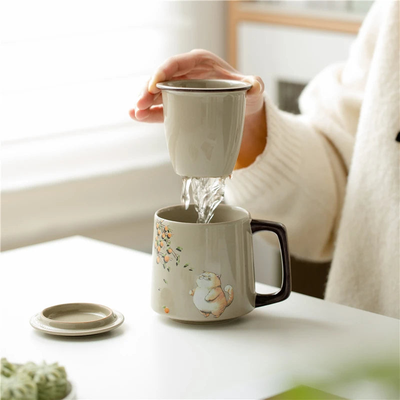 Kubek ceramiczny z zaparzaczem Muguri - 360ml