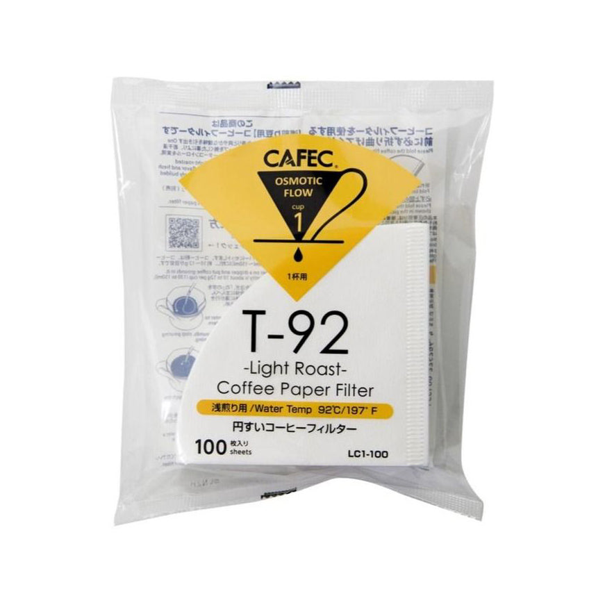 Opakowanie filtrów Cafec T-92 Light Roast 1 cup, 100 sztuk, z żółtą etykietą