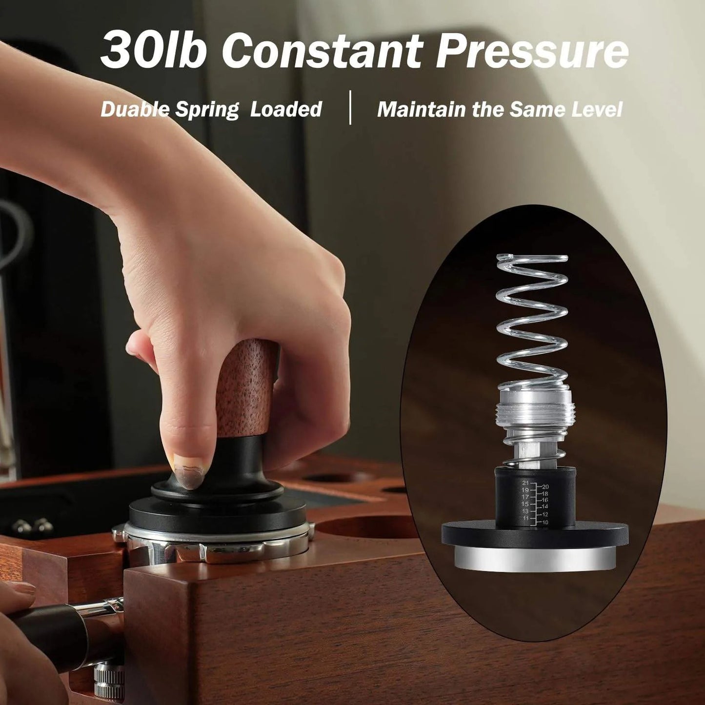 Tamper samopoziomujący nacisk 13,5kg 51/53/58mm - Akcesoria do espresso - Kaffinity