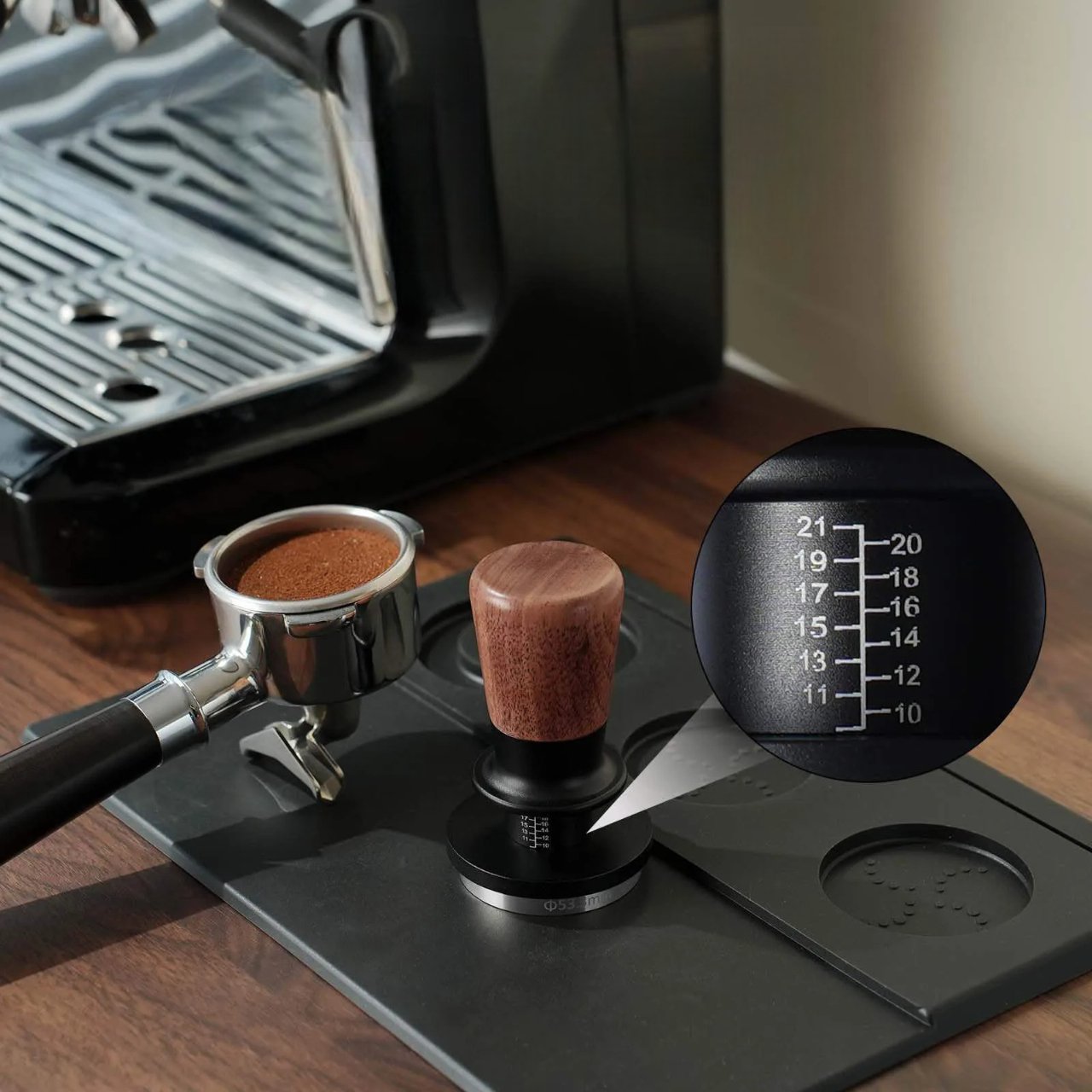 Tamper samopoziomujący nacisk 13,5kg 51/53/58mm - Akcesoria do espresso - Kaffinity