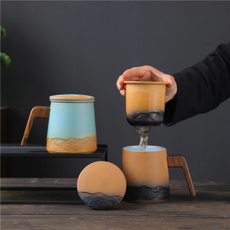 Kubek ceramiczny z zaparzaczem Terra – 360 ml