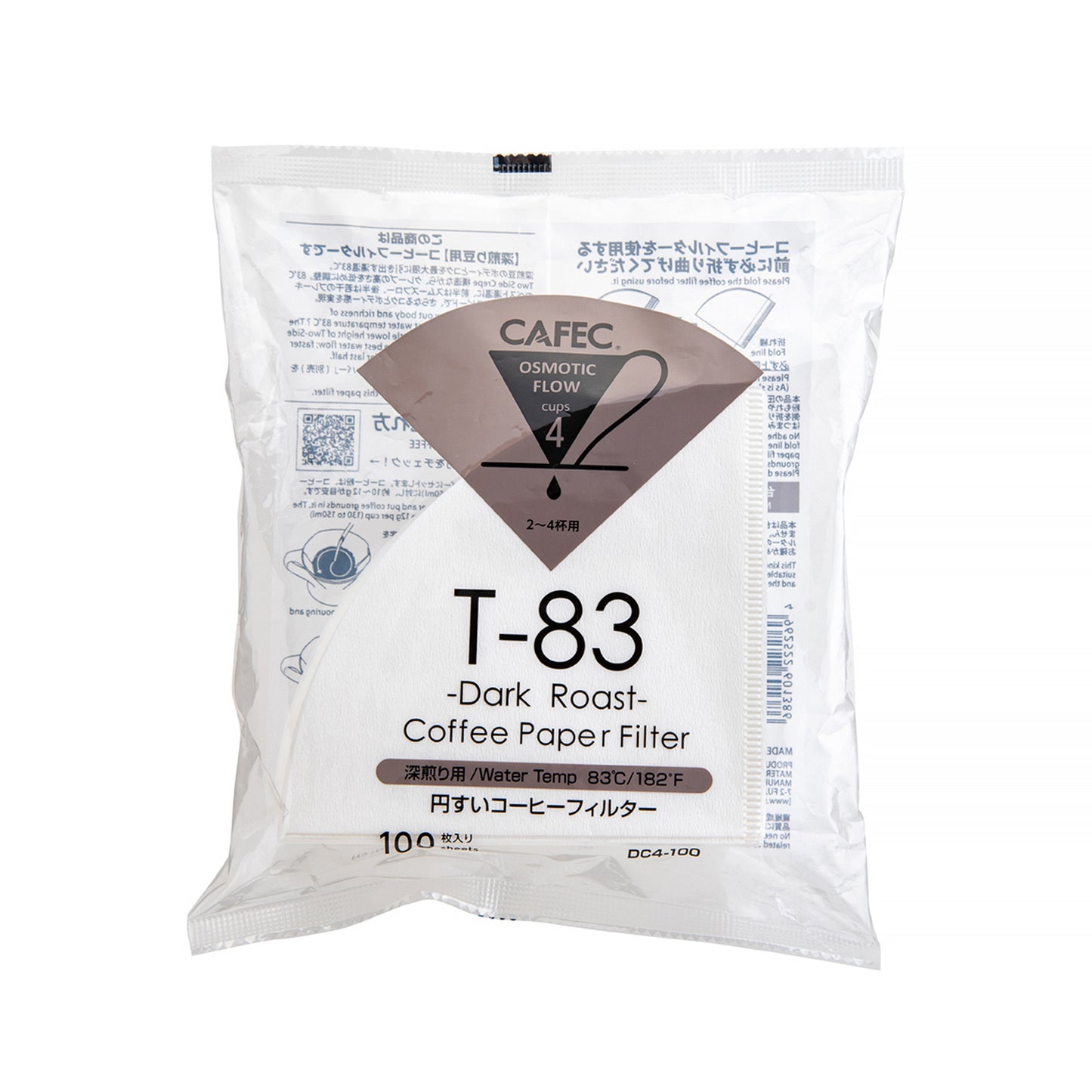 Filtr papierowy Cafec TH2 (T83 Dark) biały 4cup 100szt.