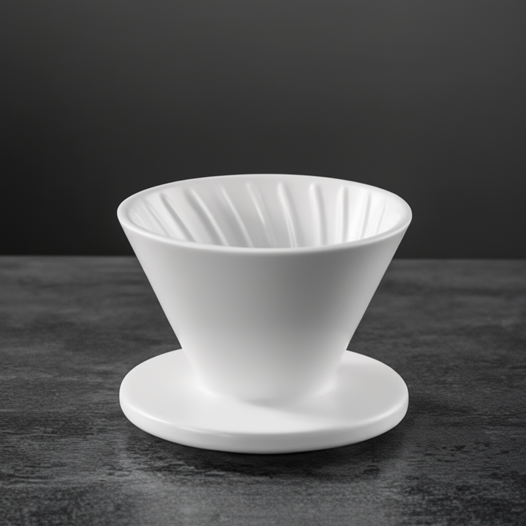 Biały ceramiczny dripper Acheron ze żłobionym wnętrzem