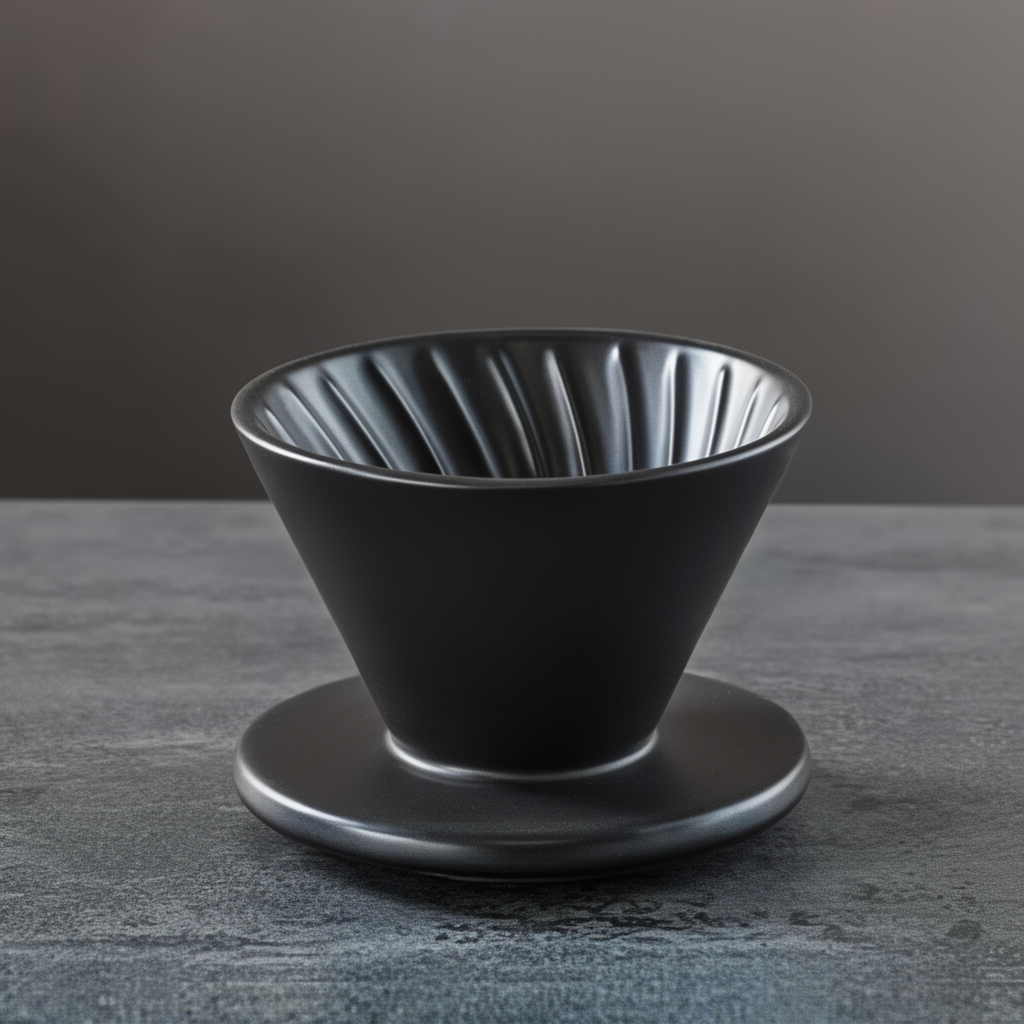 Czarny dripper Acheron z widocznymi żłobieniami wewnętrznymi