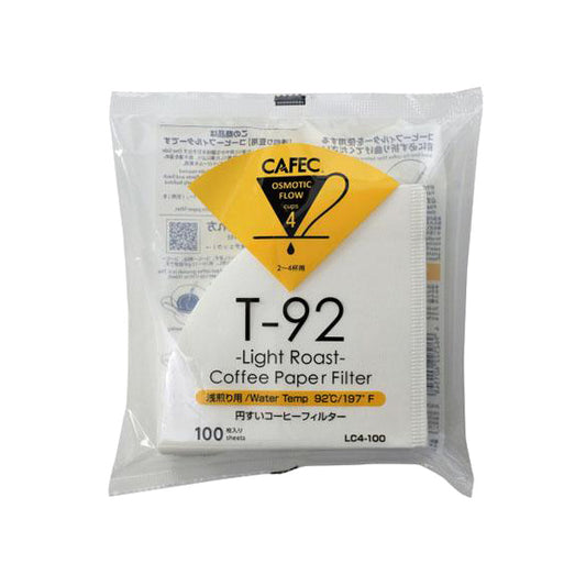 Opakowanie filtrów Cafec T-92 Light Roast 4 cup, 100 sztuk, z żółtą etykietą
