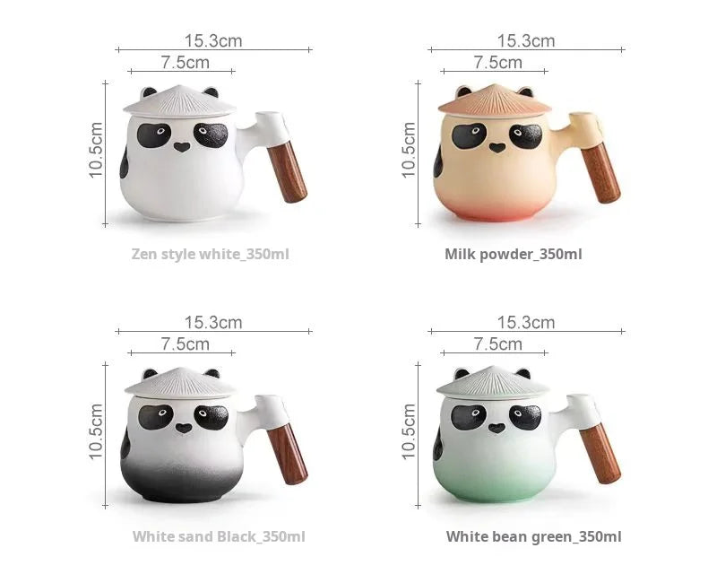 Grafika wymiarów czterech wariantów kubka Panda z oznaczeniem pojemności 350 ml