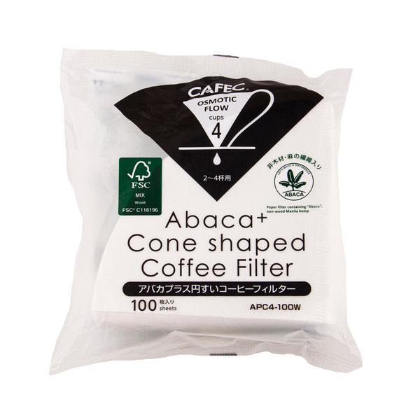 Filtr papierowy Cafec Abaca+ biały cup4 100 szt.